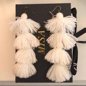 MISA Los Angeles ‘CARLOTTA’ white tassel earring